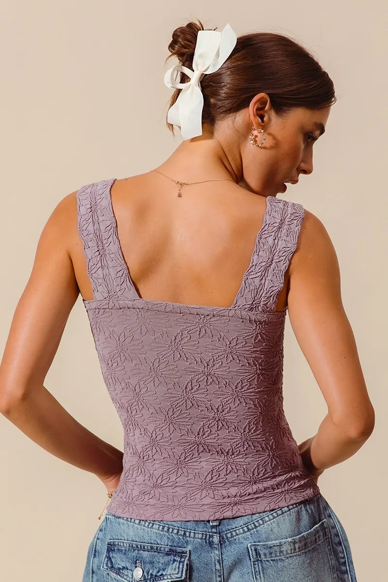 Image of SO ME Floral Jacquard Seamless Tank Top | Queeble.shop