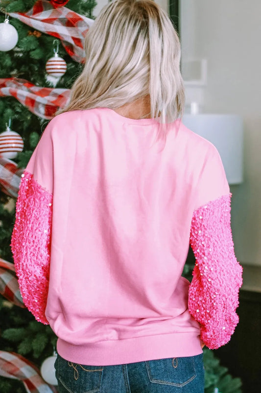 Image of LOVE Heart Sequin Dropped Shoulder Sweatshirt | Queeble.shop