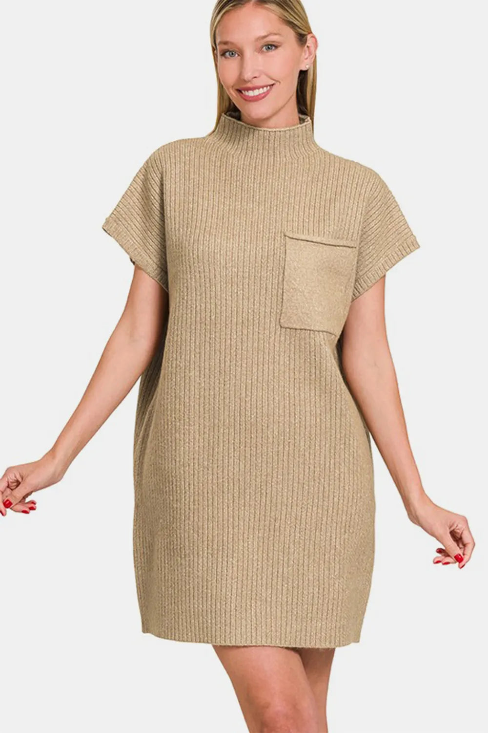 Image of Zenana Short Sleeve Sweater Mini Dress | Queeble.shop