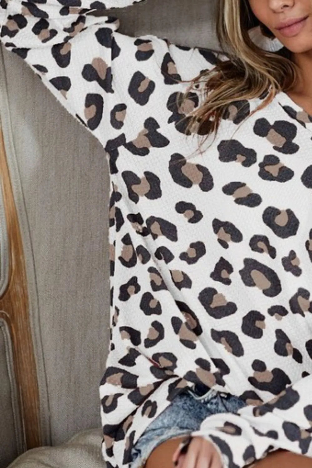 Image of BiBi Leopard Hacci Knit Top | Queeble.shop