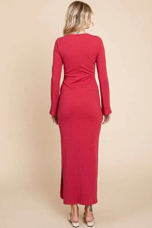 Image of Culture Code Full Size Round Neck Bodycon Bell Maxi Dress | Queeble.shop