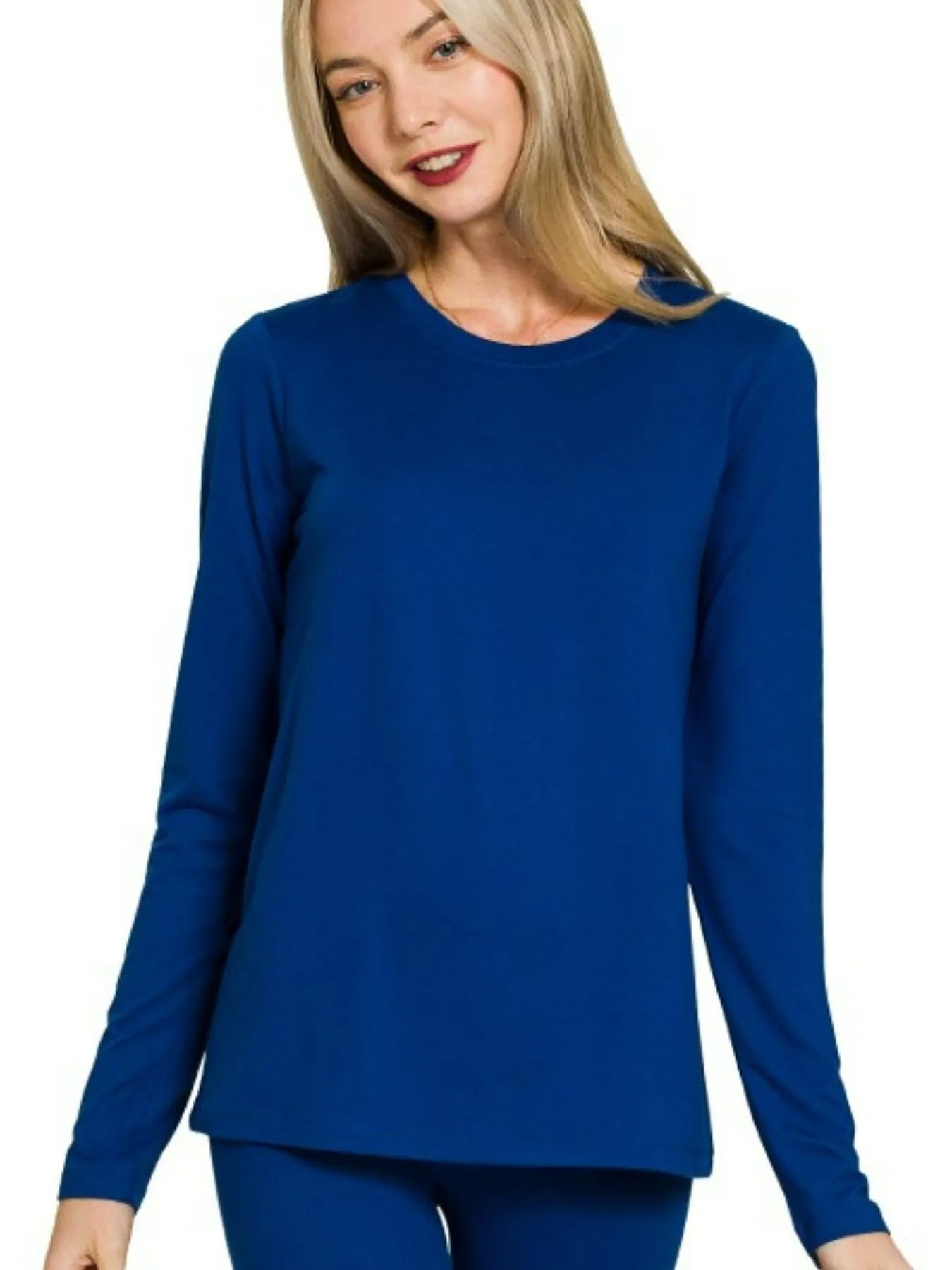 Image of Zenana Microfiber Round Neck Top and Leggings Set | Queeble.shop