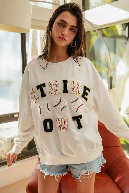Image of BiBi Baseballs Strikeout Patches French Terry Sweatshirt | Queeble.shop