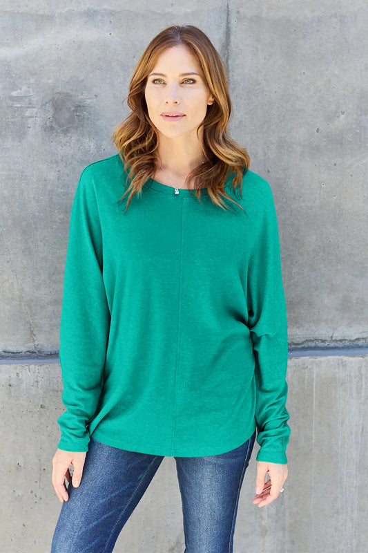 Image of Double Take Full Size Round Neck Long Sleeve T-Shirt | Queeble.shop