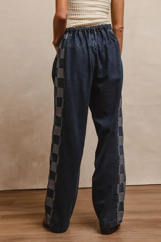 Image of BiBi Washed Denim Mix And Match Long Pants | Queeble.shop