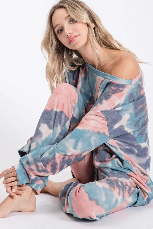 Image of BiBi Tie Dye French Terry Casual Pants | Queeble.shop