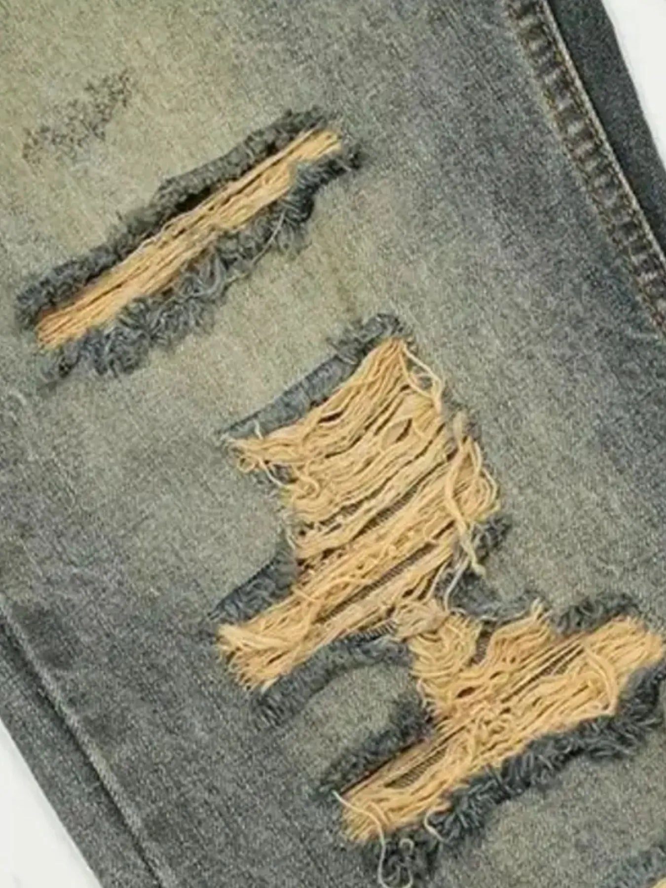 Image of Men's Distressed Washed Straight Jeans | Queeble.shop