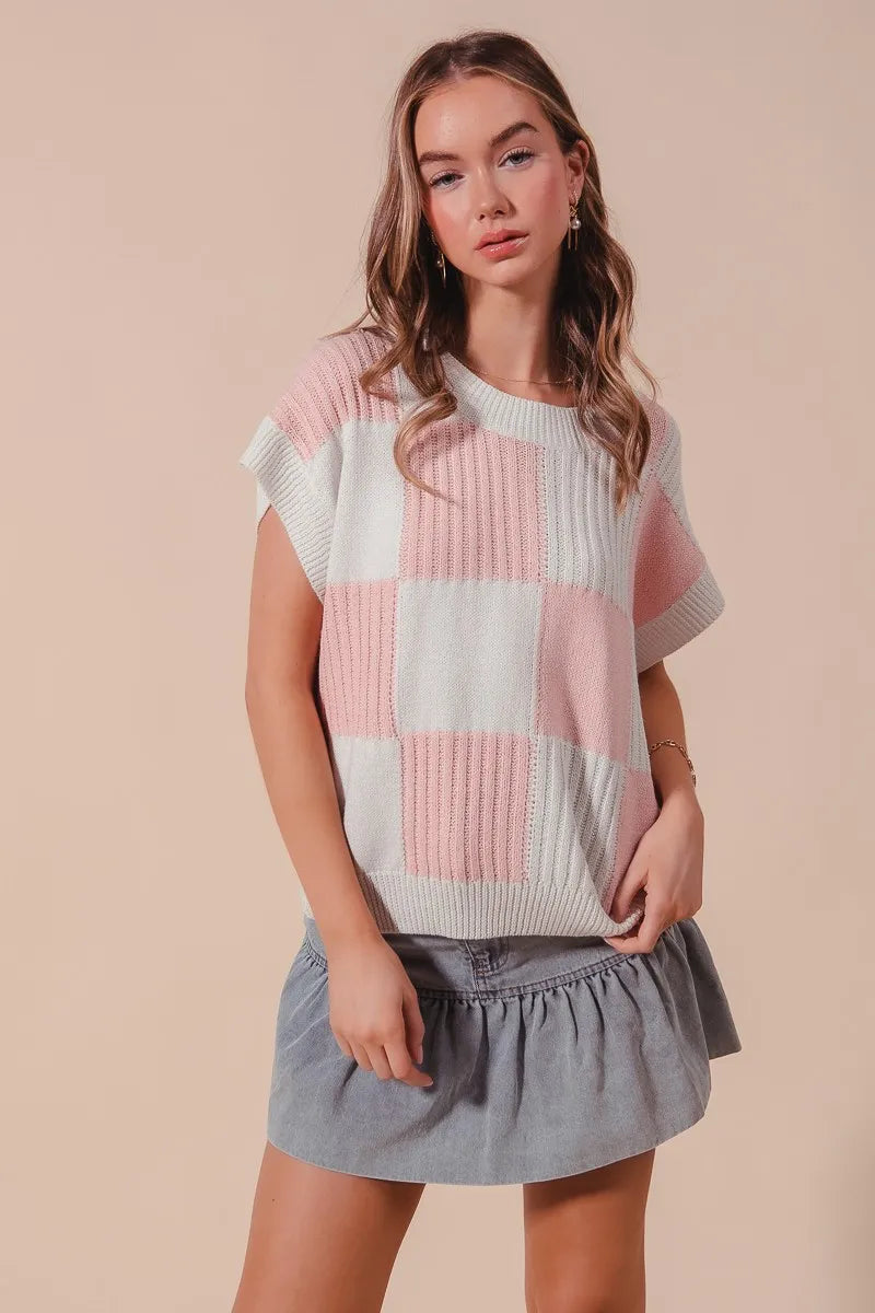 Image of SO ME Check Plaid Casual Sweater Top | Queeble.shop