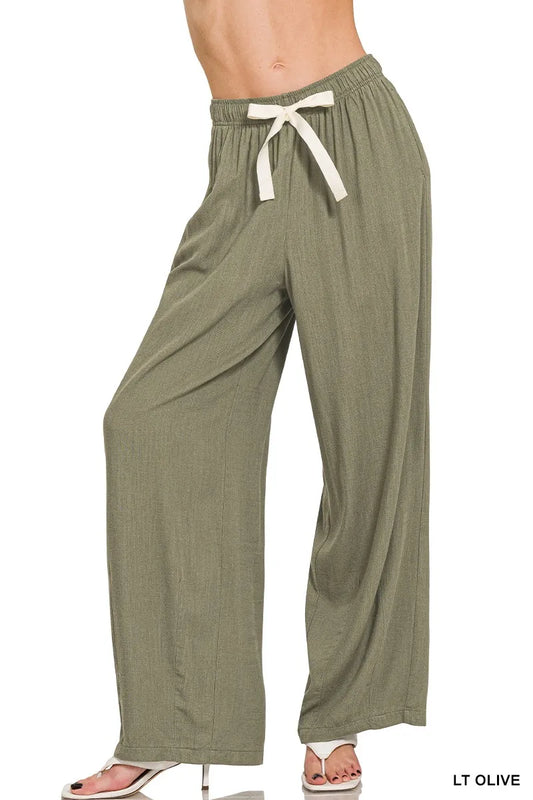 Image of Zenana Linen Drawstring Pants | Queeble.shop