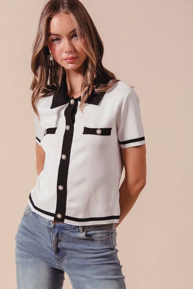 Image of SO ME Button Down Knitted Sweater Shirt Top | Queeble.shop