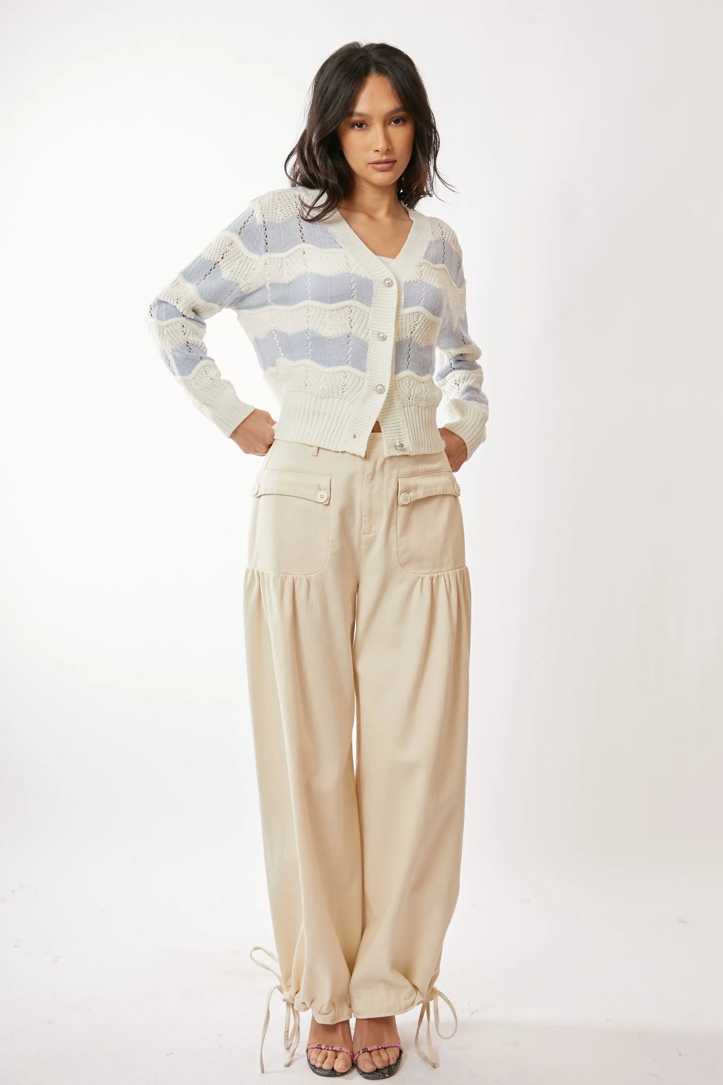 Image of Davi & Dani Button Up Front V Neckline Cardigan Sweater | Queeble.shop