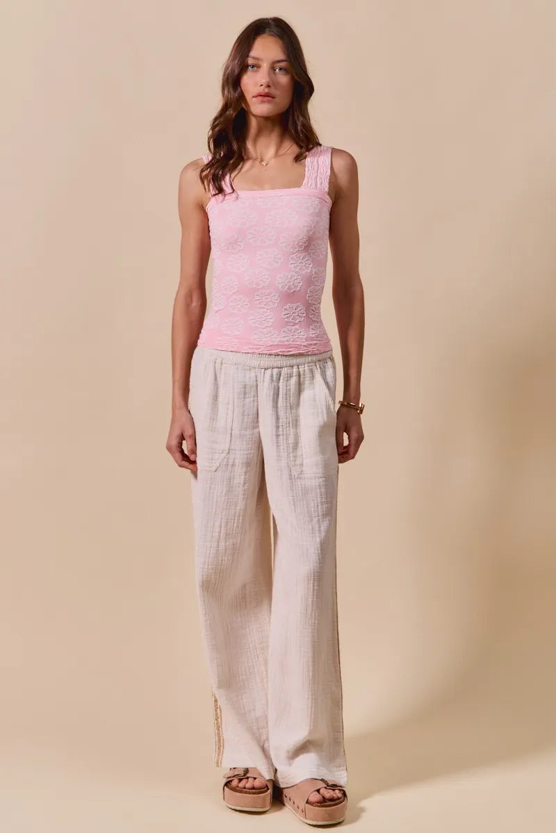 Image of SO ME Two Tone Floral Seamless Tank Top | Queeble.shop