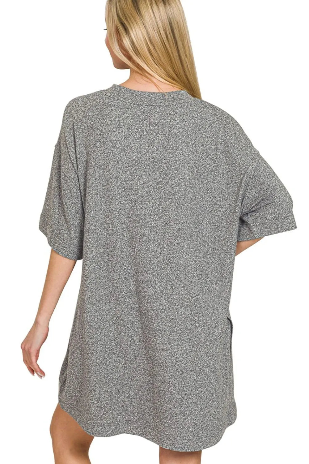 Image of Zenana Soft Melange Hacci T-shirts Dress | Queeble.shop