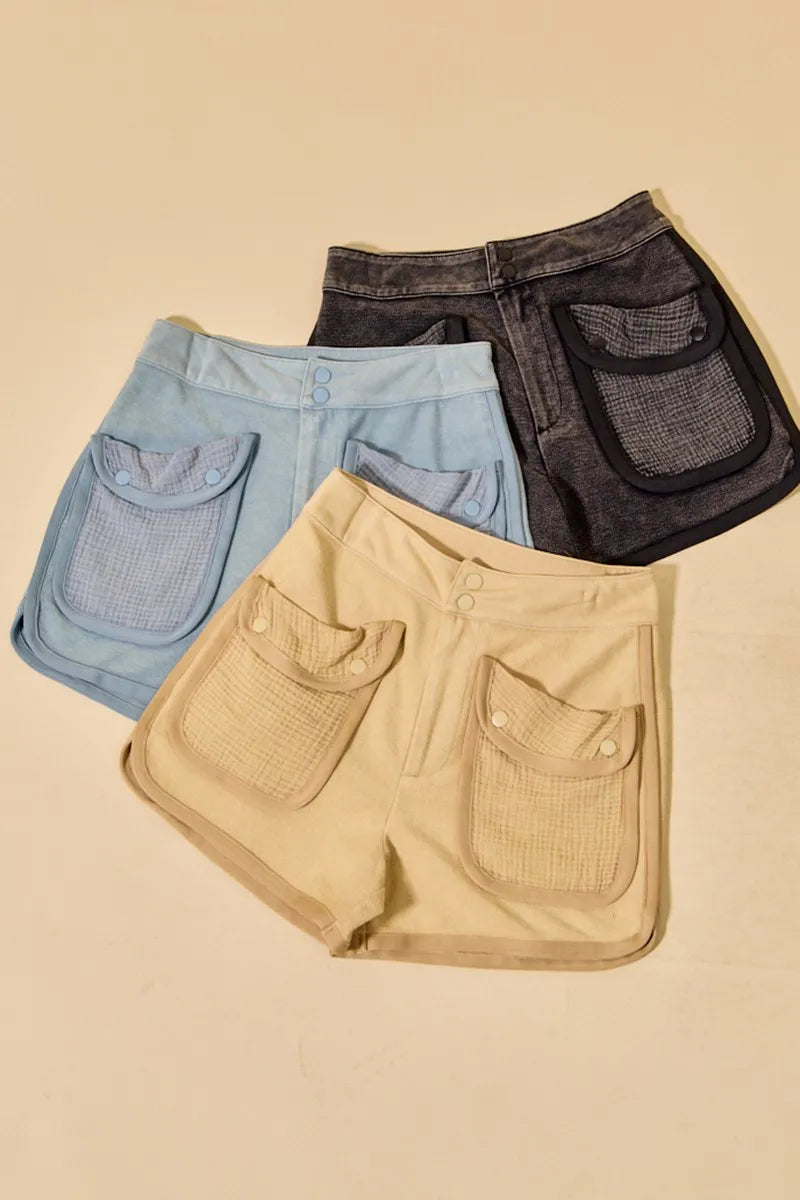 Image of SO ME Mineral Washed Terry High Rise Cargo Shorts | Queeble.shop