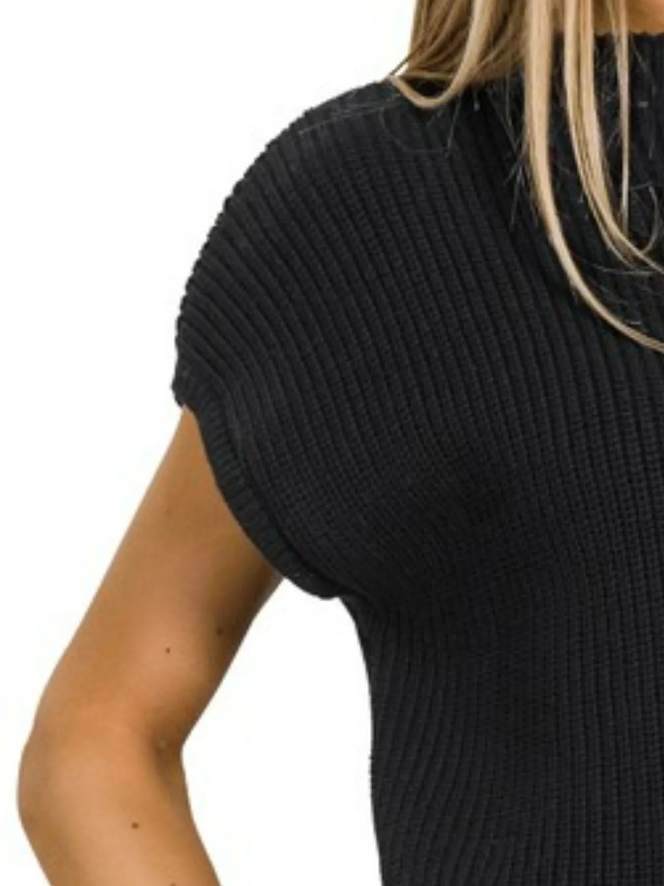 Image of Zenana Mock Neck Short Sleeve Sweater | Queeble.shop