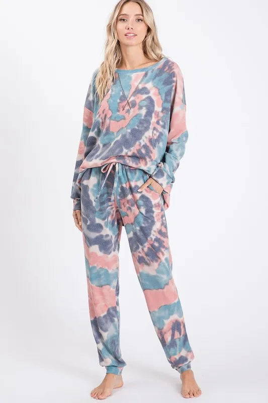 Image of BiBi Tie Dye French Terry Casual Pants | Queeble.shop