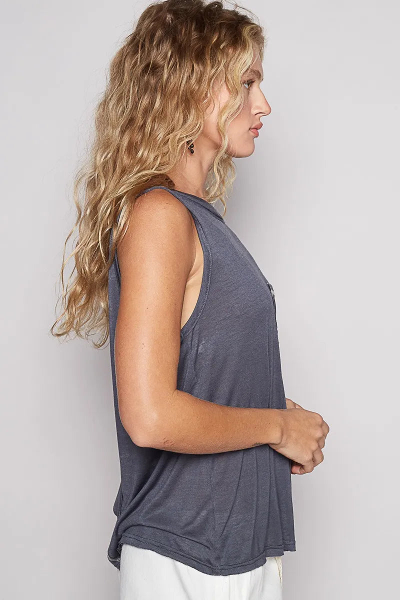 Image of POL Floral Detail Pocket Patch Tank Top | Queeble.shop