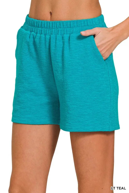 Image of Zenana Cotton Slub Shorts | Queeble.shop