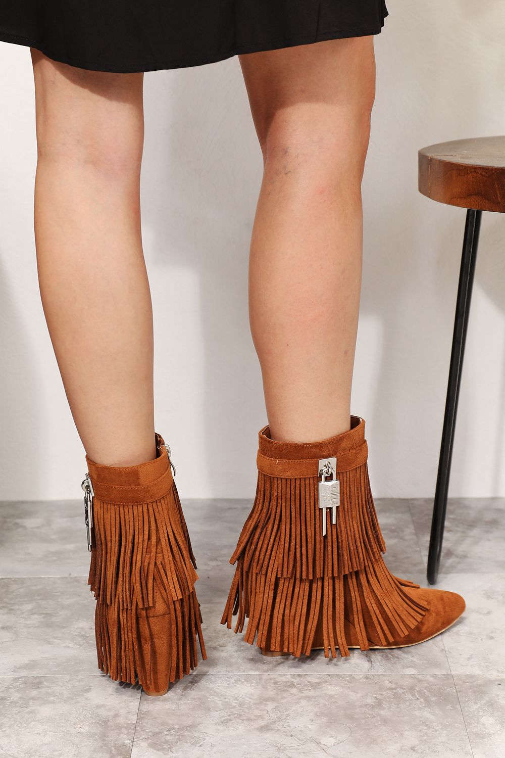 Image of Legend Women's Tassel Wedge Heel Ankle Booties | Queeble.shop