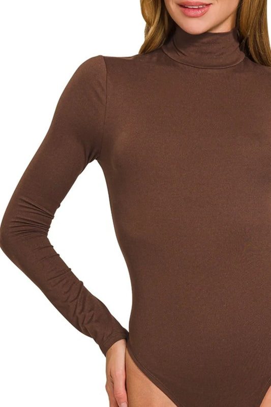Image of Zenana Mock Neck Long Sleeve Bodysuit | Queeble.shop