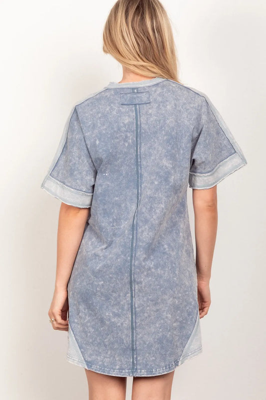 Image of VERY J Short Sleeve V-Neck Tee Dress | Queeble.shop