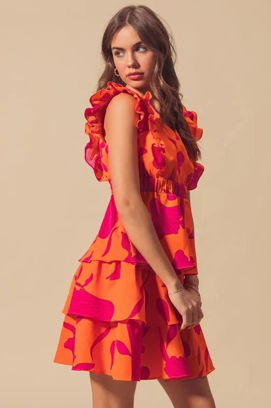 Image of SO ME Floral V Neck Layered Dress with Elasticized Waist | Queeble.shop