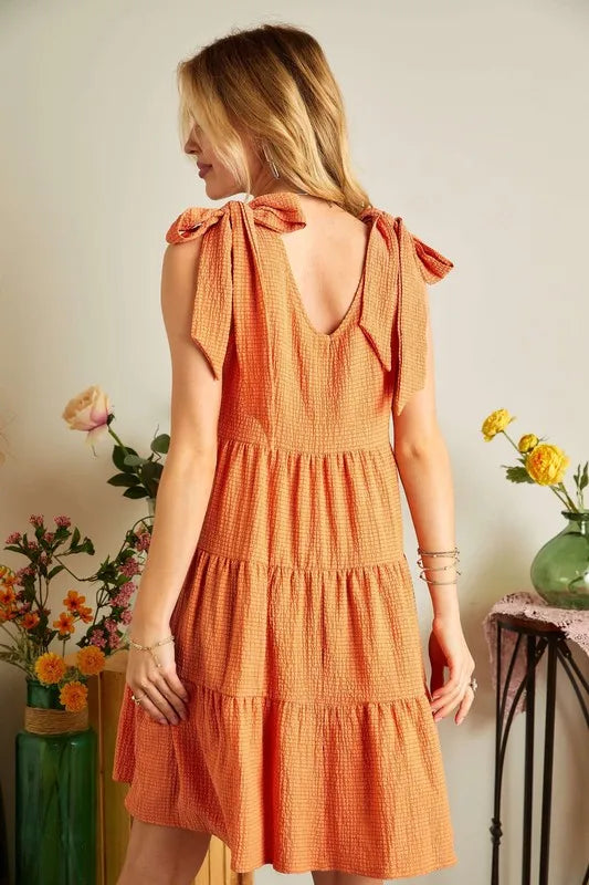 Image of ADORA V-Neck Tie Shoulder Dress | Queeble.shop