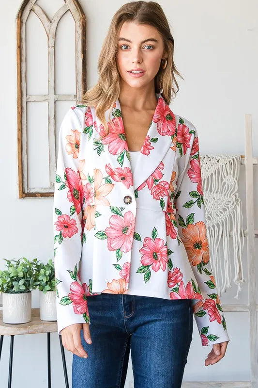 Image of Heimish Full Size Multi Color Floral Blazers with Tunic Plus Size | Queeble.shop