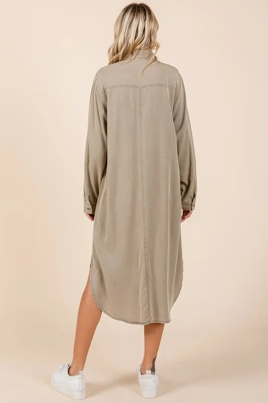 Image of Mittoshop Button Down Long Sleeve Shirt Dress | Queeble.shop