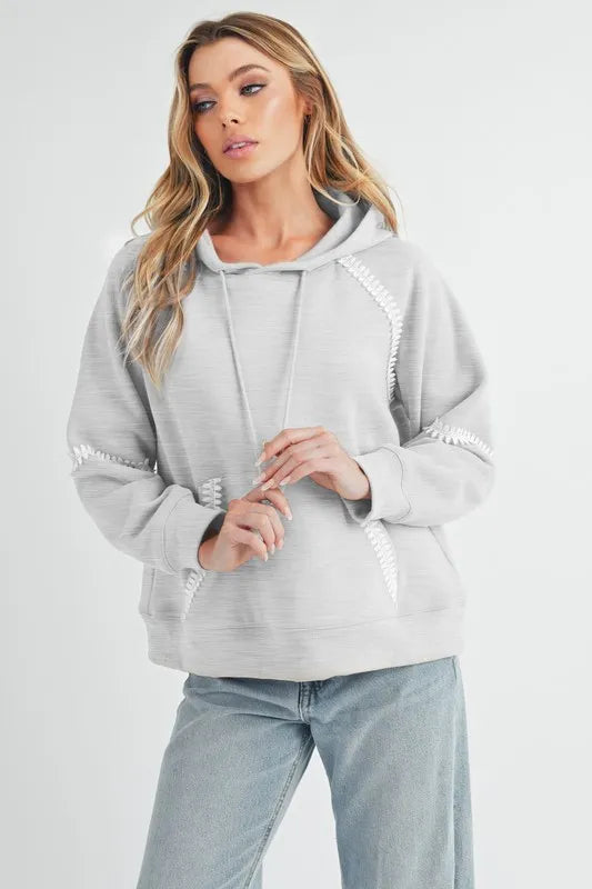Image of Aemi + Co Lace Detail Drawstring Hoodie with Kangaroo Pocket | Queeble.shop