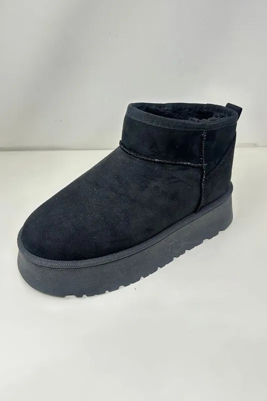 Image of WILD DIVA Suede Round Toe Platform Booties | Queeble.shop