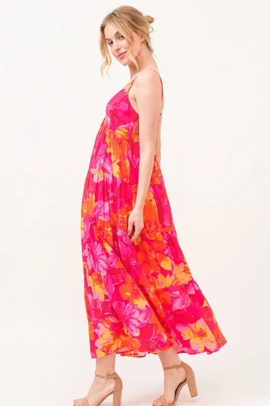 Image of And The Why Floral Tiered Maxi Cami Dress with Pockets | Queeble.shop