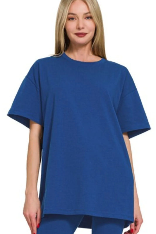 Image of Zenana Cotton Round Neck Top & Legging Set | Queeble.shop