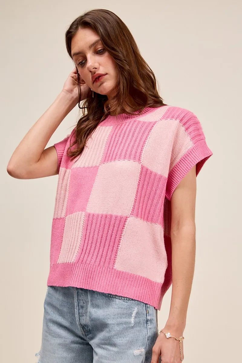 Image of SO ME Check Plaid Casual Sweater Top | Queeble.shop