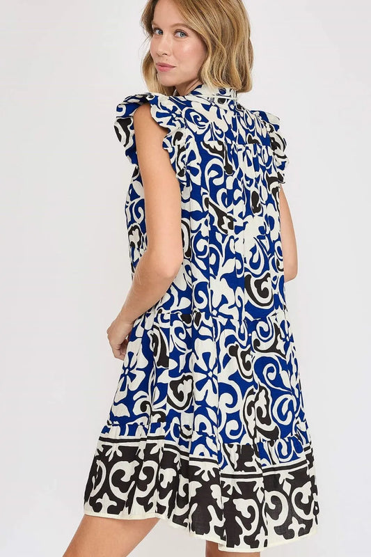 Image of Umgee Floral Ruffled Cap Sleeve Tiered Dress | Queeble.shop