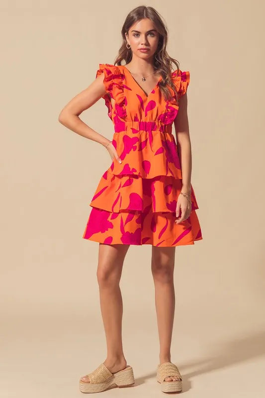 Image of SO ME Floral V Neck Layered Dress with Elasticized Waist | Queeble.shop