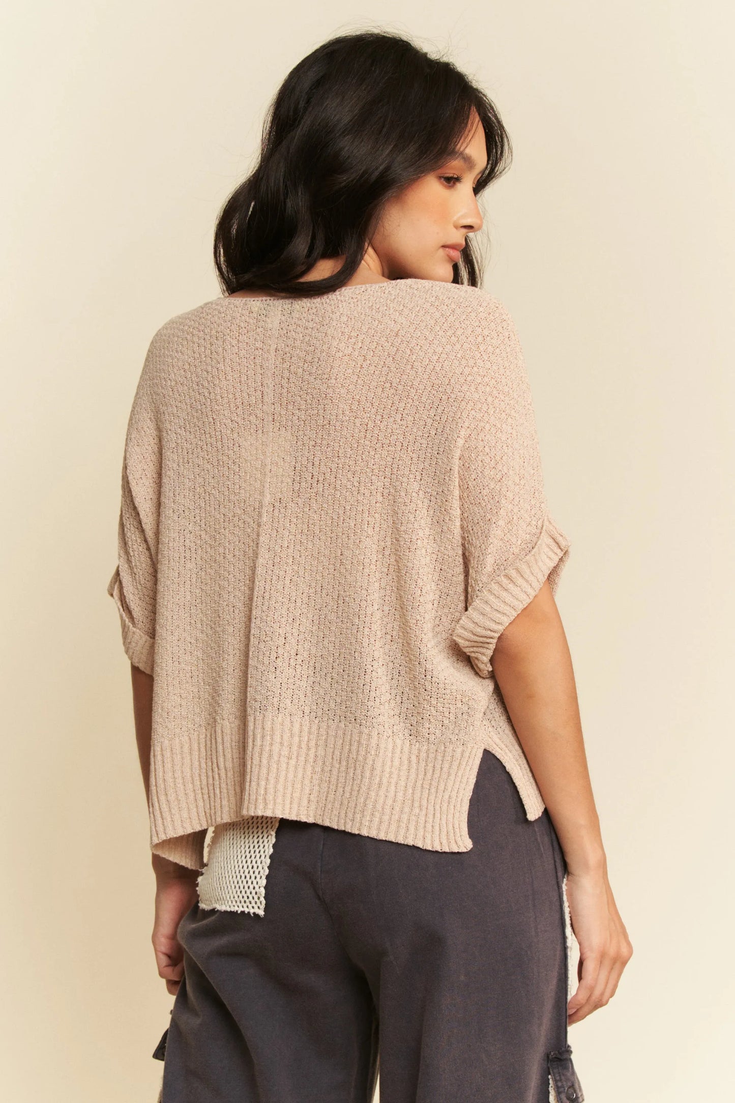 Image of Davi & Dani Sequin American Flag Patch Short Sleeve Knit Top | Queeble.shop