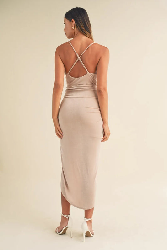 Image of Mable Draped Detail Cami Midi Dress | Queeble.shop
