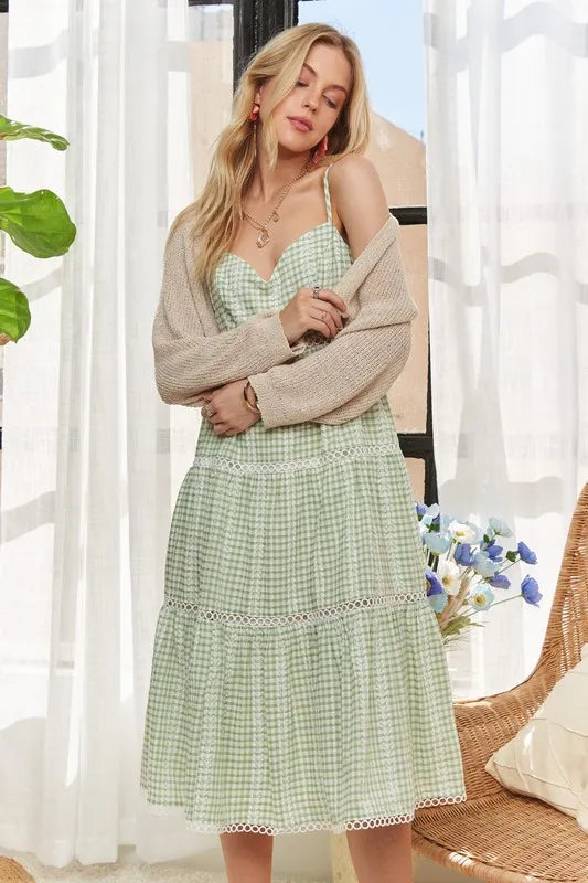Image of ADORA Gingham Detail Washed Dress | Queeble.shop