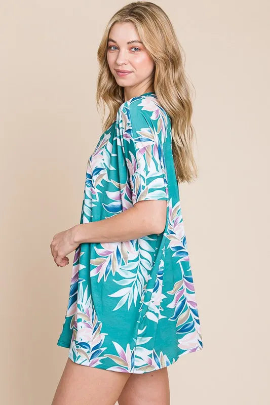 Image of BOMBOM Loose Fit Vintage Floral Tunic Top | Queeble.shop