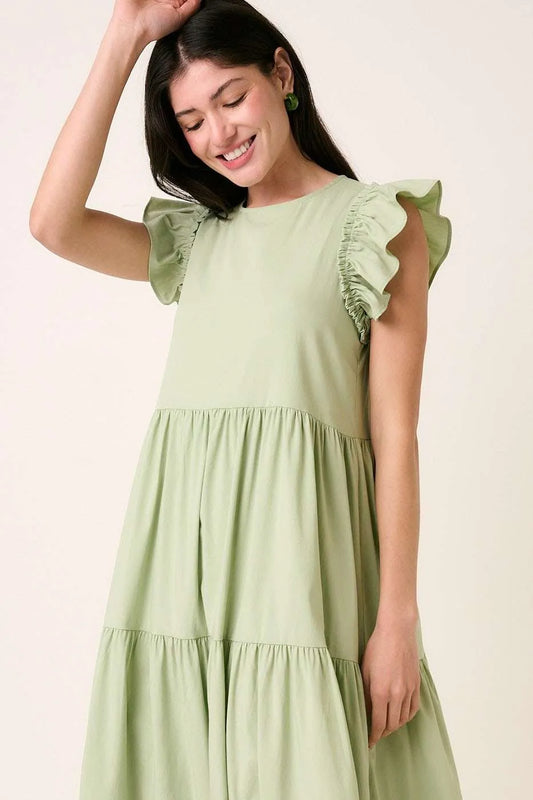 Image of Mittoshop Ruffle Short Sleeve Tiered Maxi Dress | Queeble.shop