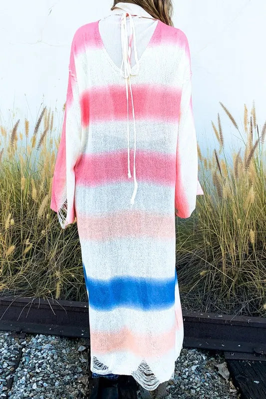 Image of And The Why Multi Gradation Dye Maxi Cardigan Sweater | Queeble.shop