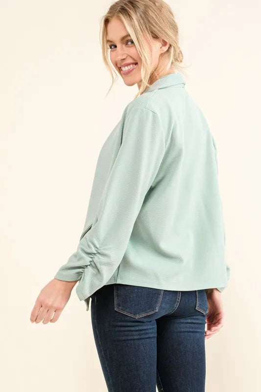 Image of And The Why Stretch Non-Wrinkled Basic Open-Front Blazer | Queeble.shop