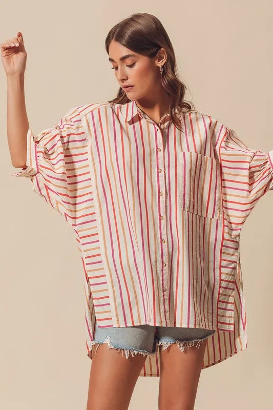 Image of SO ME Multicolored Stripe Button Down Shirt | Queeble.shop