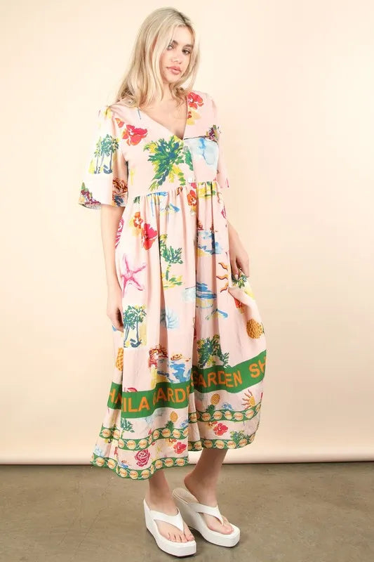 Image of VERY J Button Down Printed Midi Dress | Queeble.shop