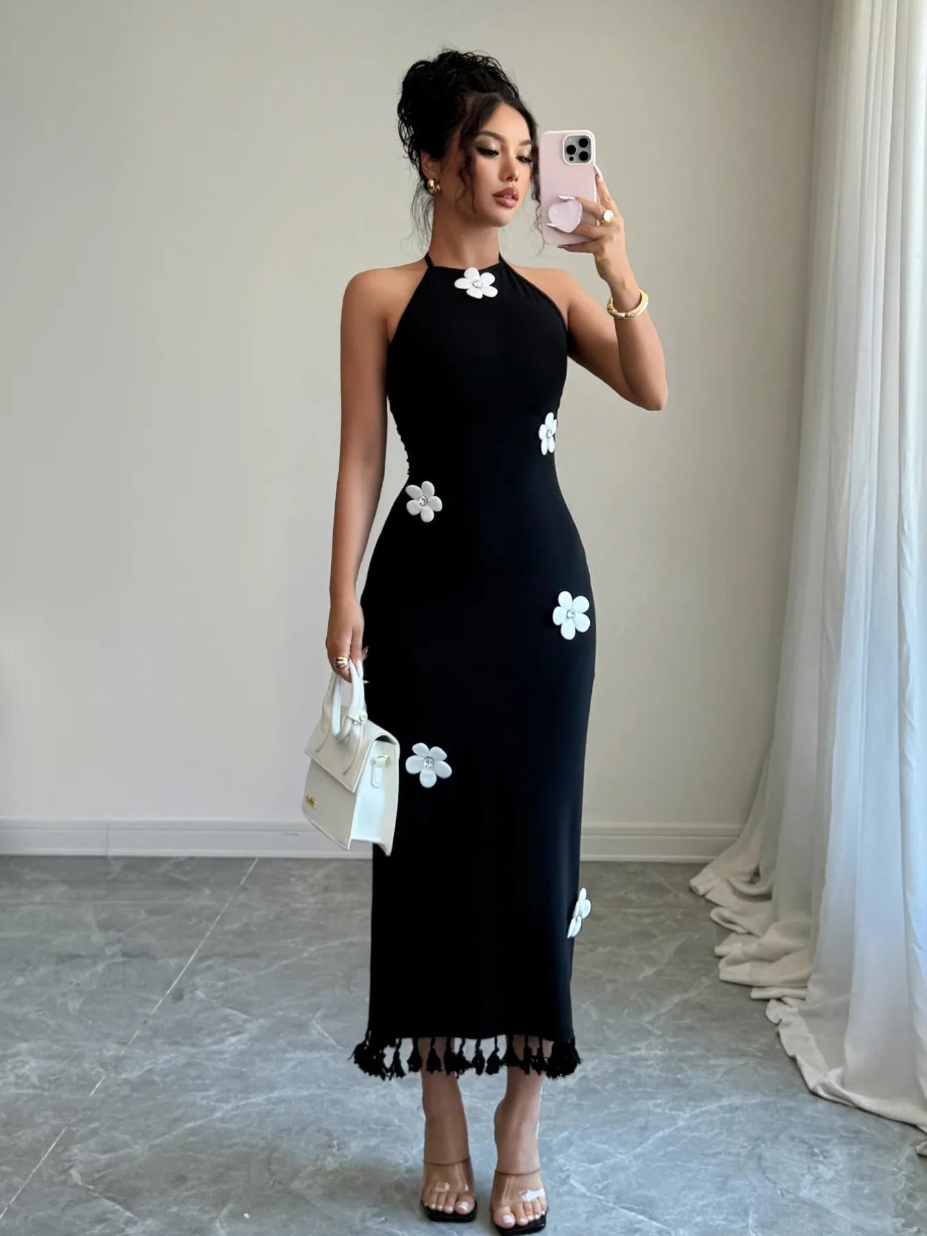 Image of Flower Halter Neck Dress | Queeble.shop