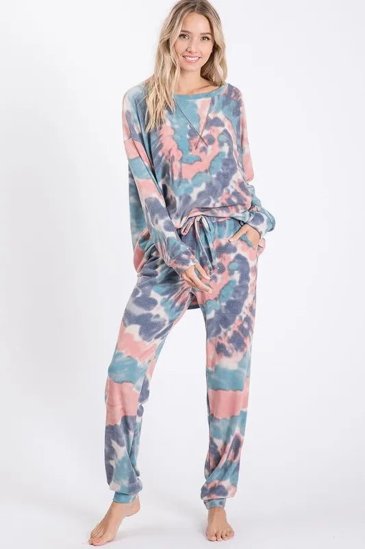 Image of BiBi Tie Dye French Terry Casual Pants | Queeble.shop
