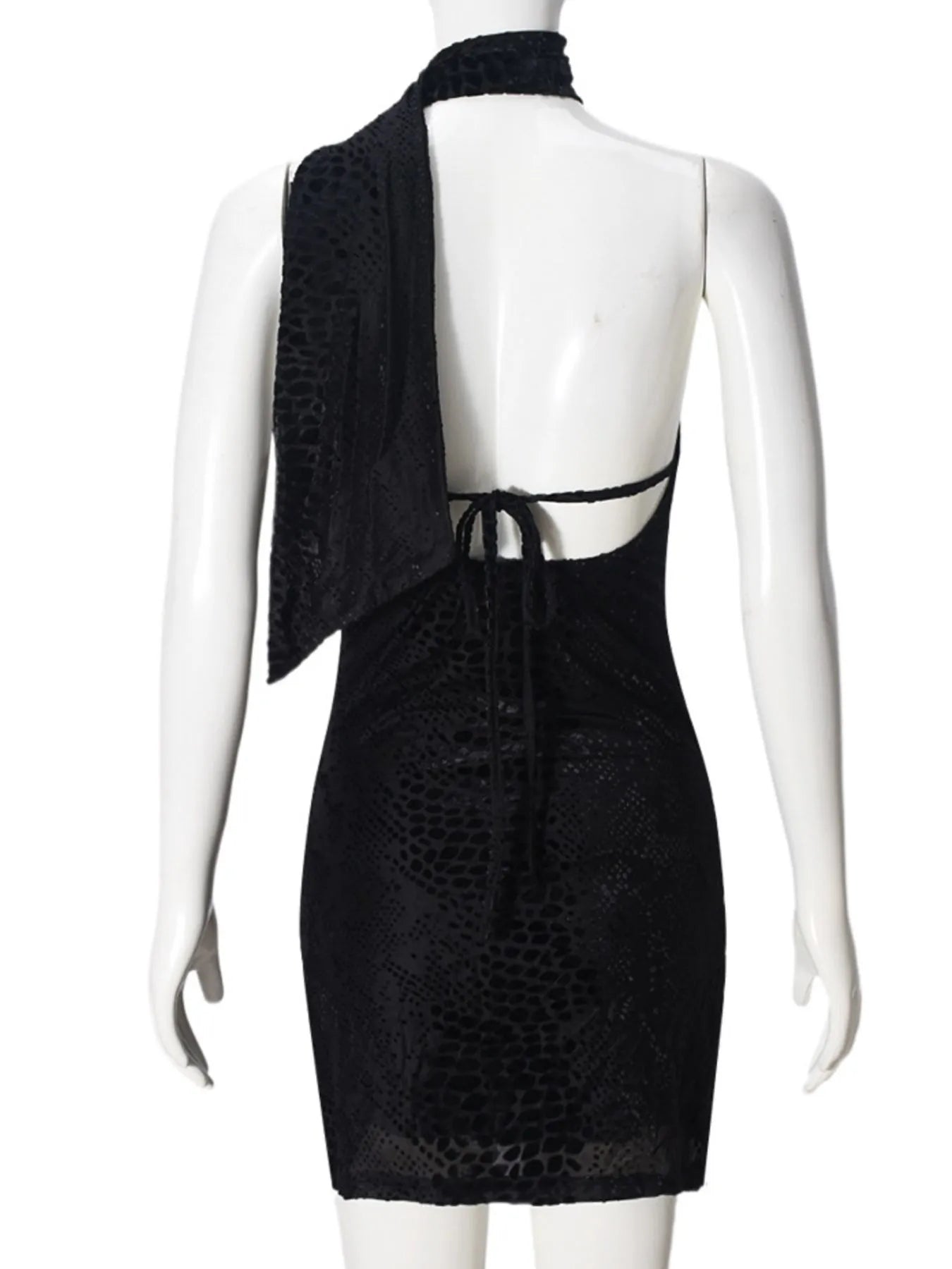 Image of Asymmetrical Halter Neck Mini Dress | Queeble.shop