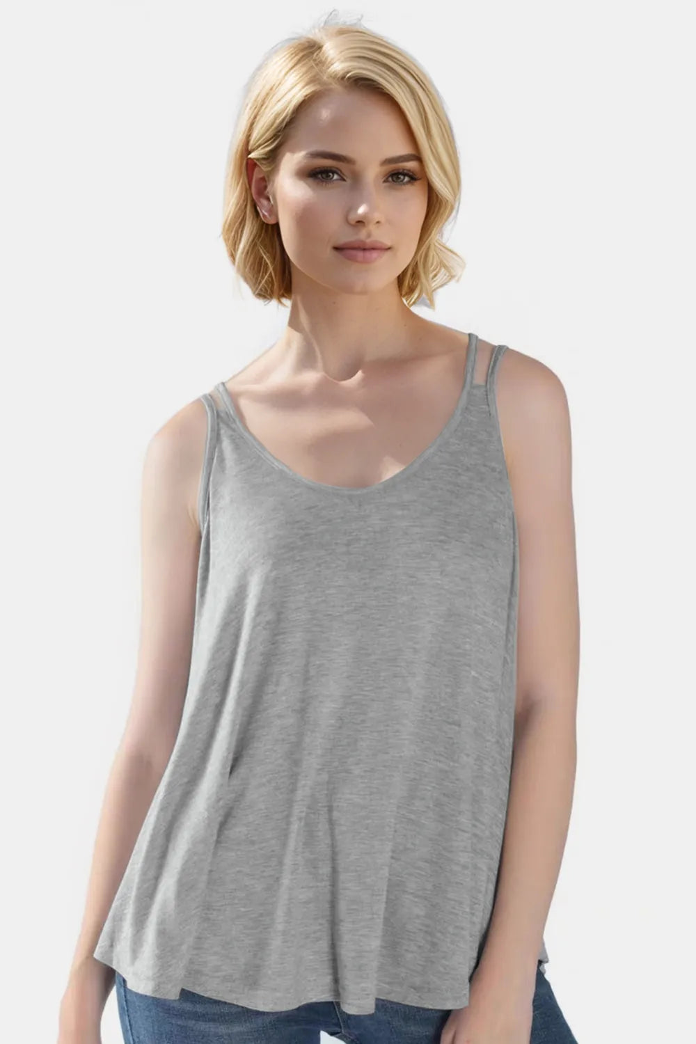 Image of Basic Bae Bamboo Scoop Neck Double Spaghetti Straps Cami | Queeble.shop