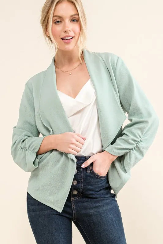 Image of And The Why Stretch Non-Wrinkled Basic Open-Front Blazer | Queeble.shop